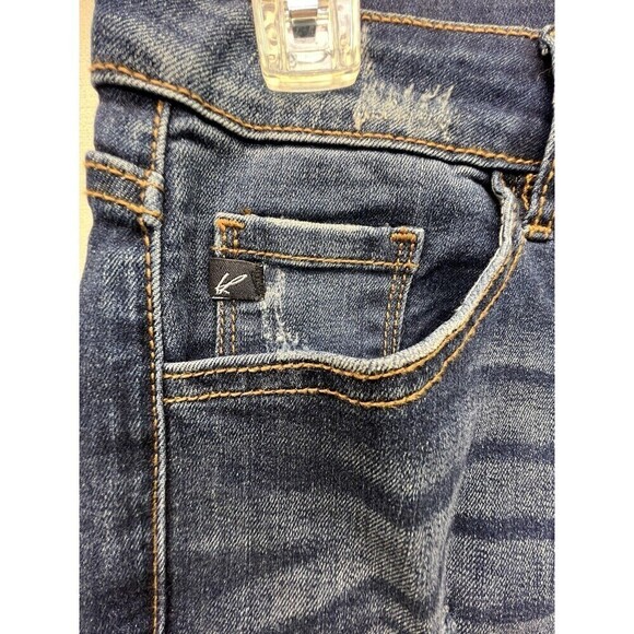 KanCan Jeans Womens Size 7/27 Blue Denim Mason Leopard Patch Cuff Skinny - Picture 8 of 11